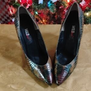 Wild Diva Colorful Snakeskin Heels